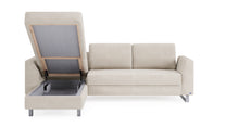 Schlafsofa von Bruno – 140 cm, in Beige, Metallfüße