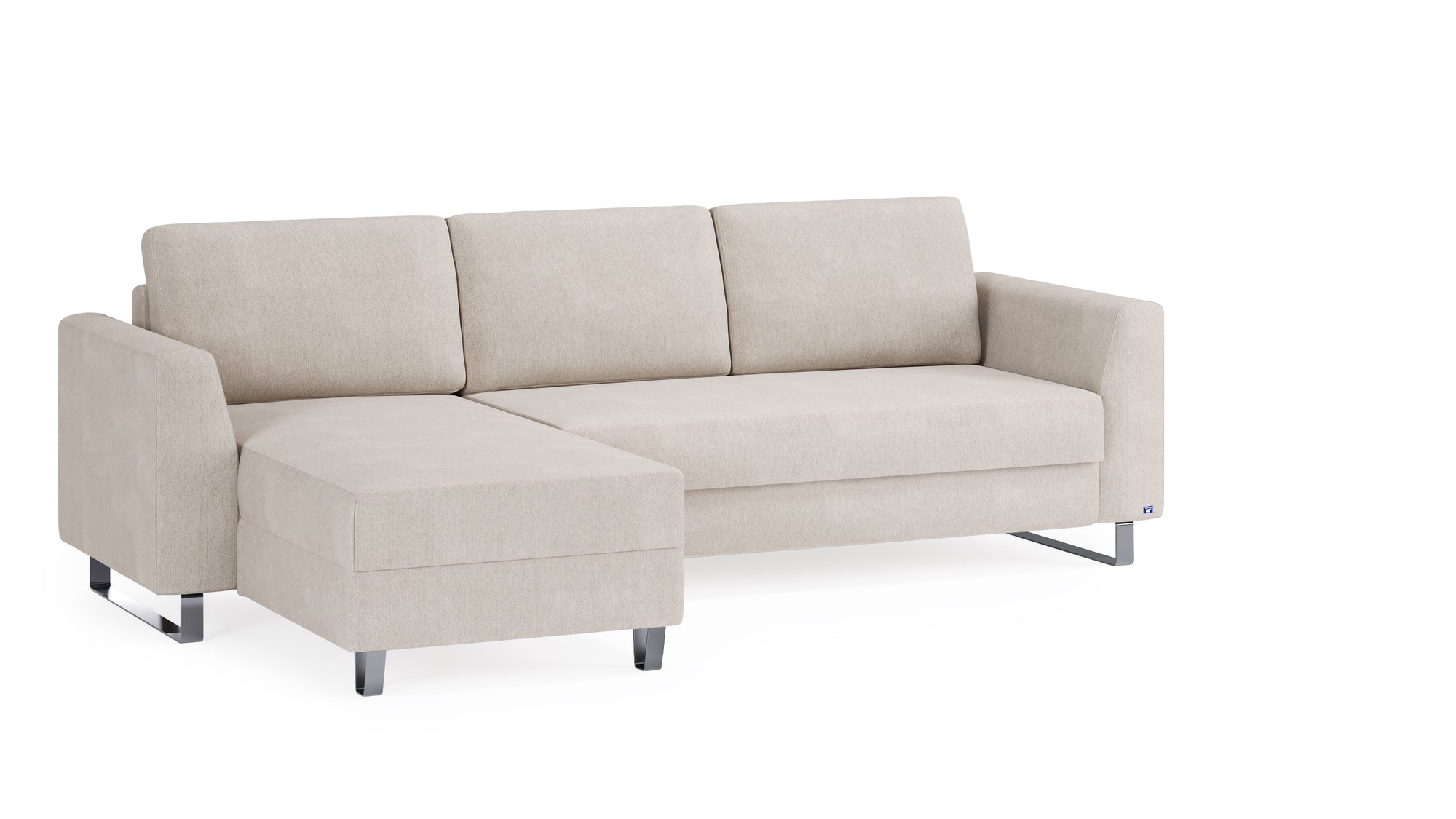 Schlafsofa von Bruno – 140 cm, in Beige, Metallfüße