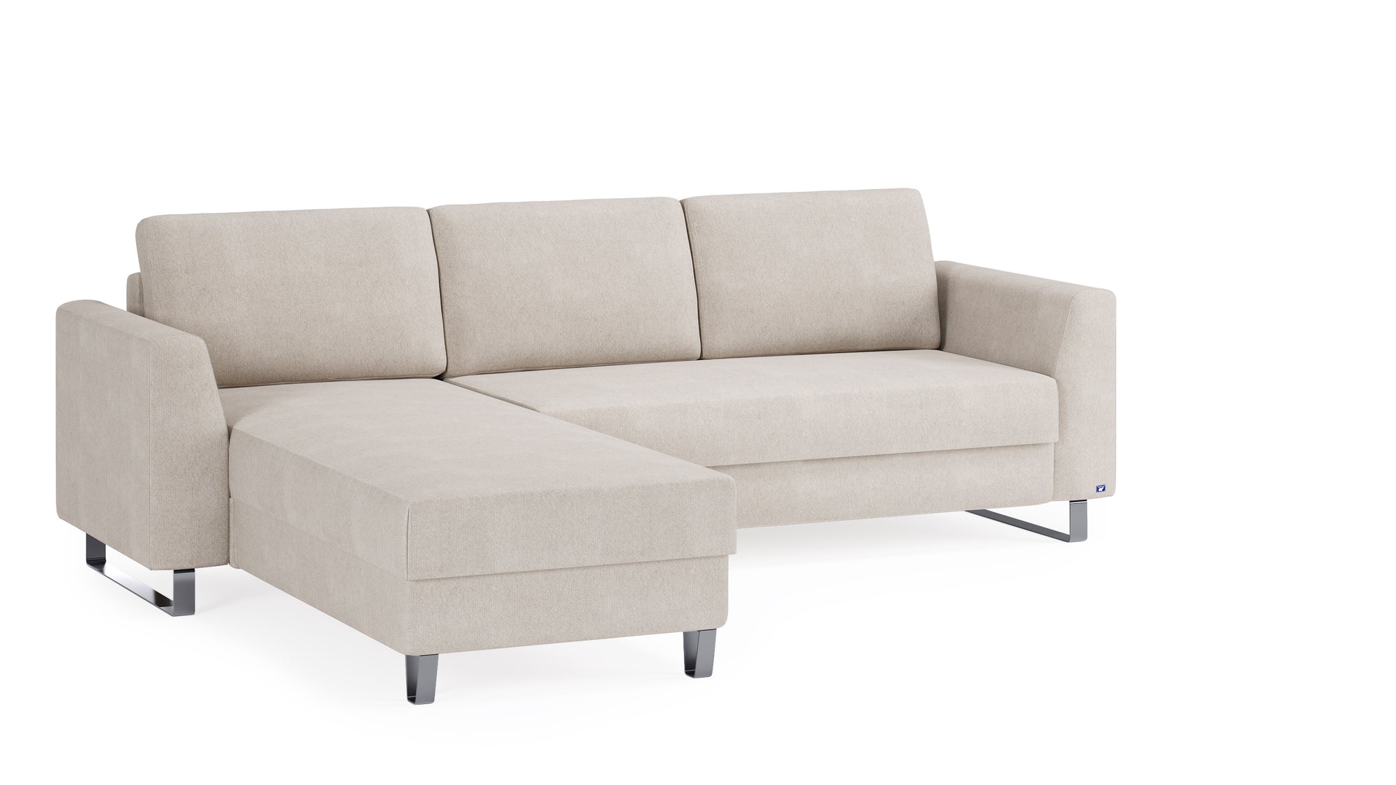 Schlafsofa von Bruno – 140 cm, in Beige, Metallfüße