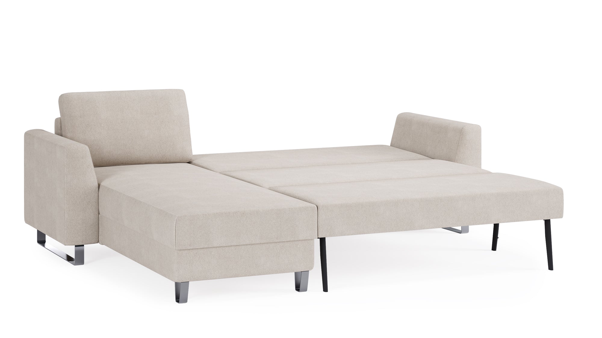 Schlafsofa von Bruno – 140 cm, in Beige, Metallfüße