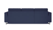 Schlafsofa von Bruno – 140 cm, in Blau, Metallfüße