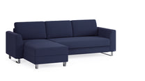 Schlafsofa von Bruno – 140 cm, in Blau, Metallfüße