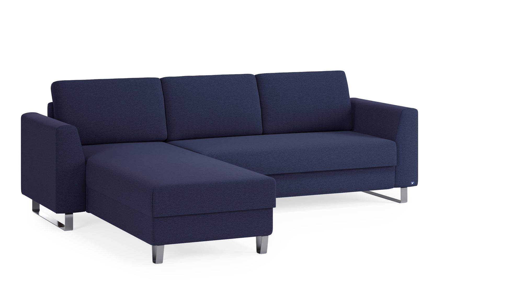 Schlafsofa von Bruno – 140 cm, in Blau, Metallfüße
