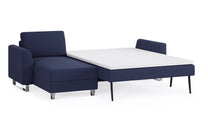 Schlafsofa von Bruno – 140 cm, in Blau, Metallfüße
