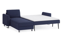 Schlafsofa von Bruno – 140 cm, in Blau, Metallfüße