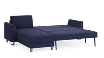 Schlafsofa von Bruno – 140 cm, in Blau, Metallfüße