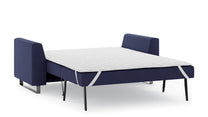 Schlafsofa von Bruno – 140 cm, in Blau, Metallfüße