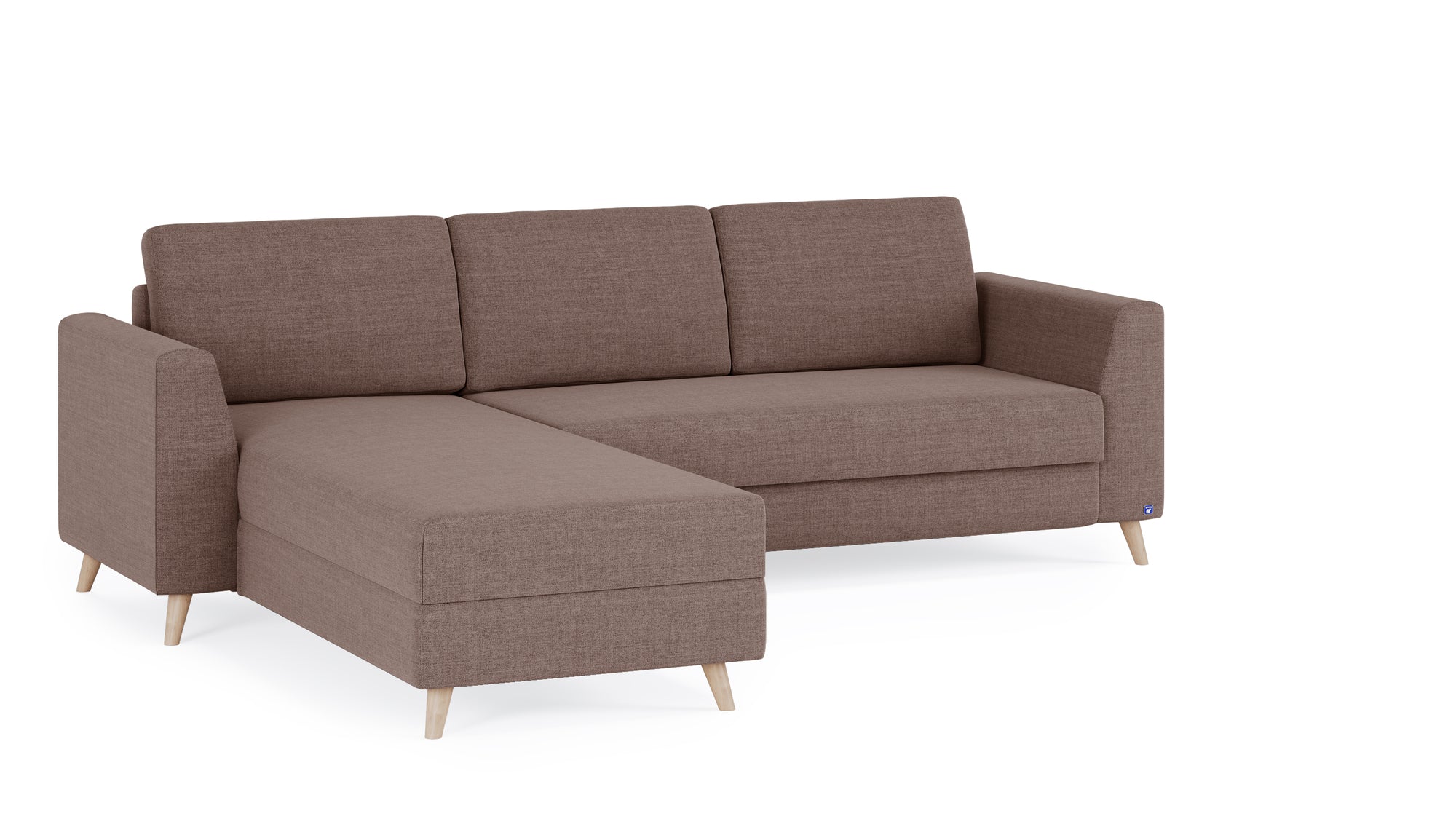 Schlafsofa von Bruno – 140 cm, in Braun, Holzfüße