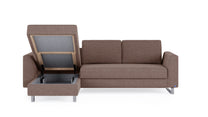 Schlafsofa von Bruno – 140 cm, in Braun, Metallfüße