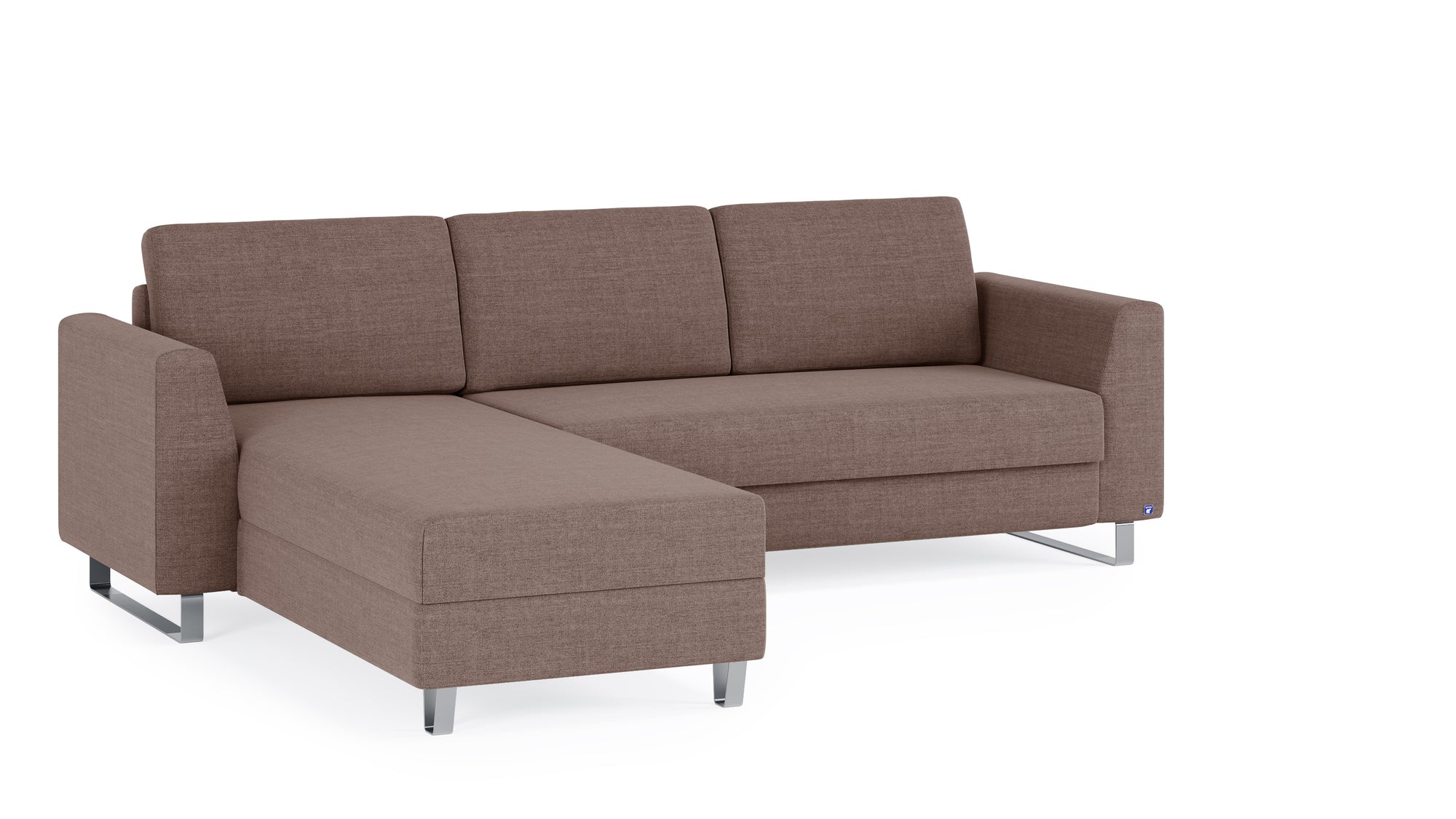 Schlafsofa von Bruno – 140 cm, in Braun, Metallfüße
