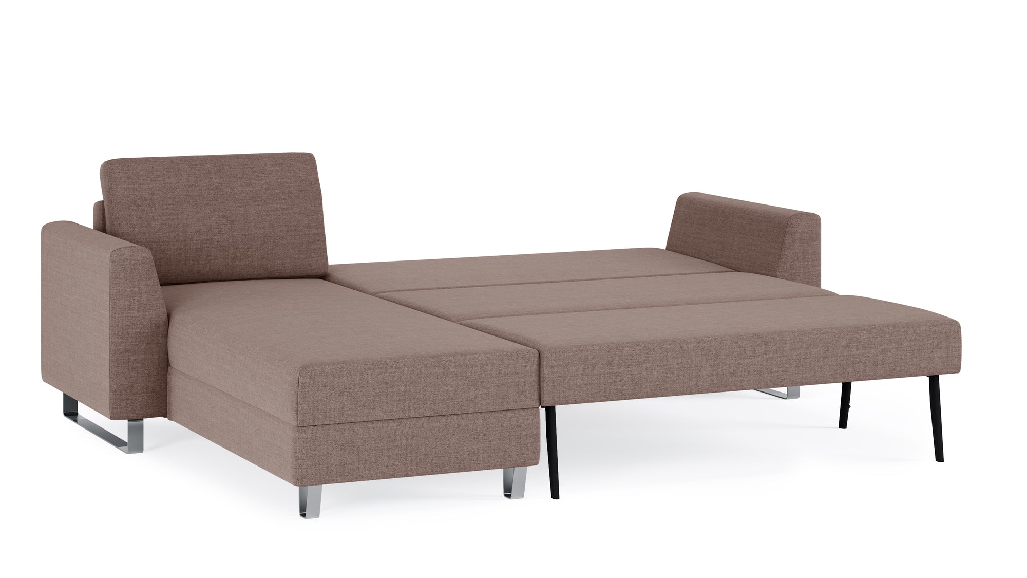 Schlafsofa von Bruno – 140 cm, in Braun, Metallfüße