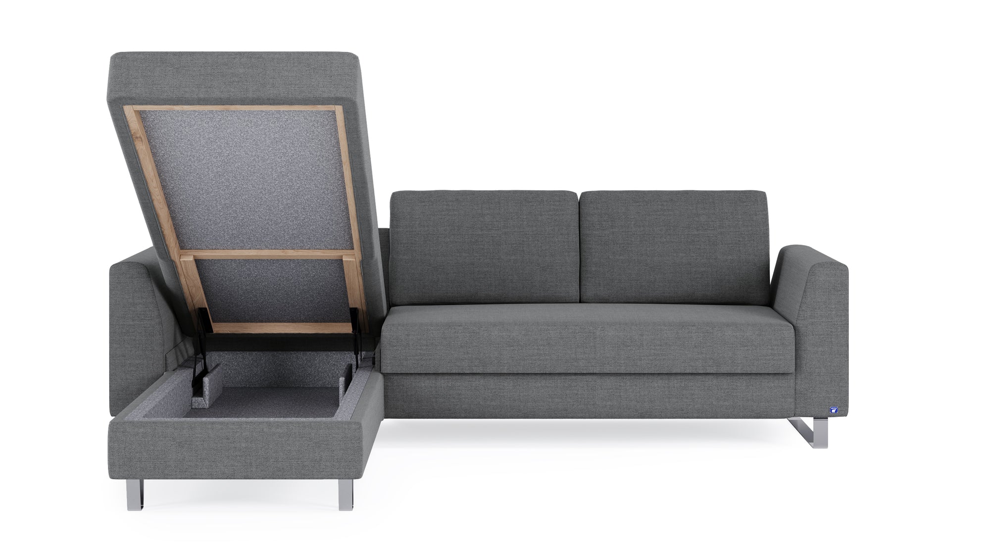 Schlafsofa von Bruno – 140 cm, in Dunkelgrau, Metallfüße