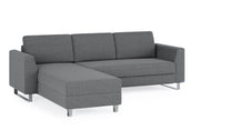 Schlafsofa von Bruno – 140 cm, in Dunkelgrau, Metallfüße