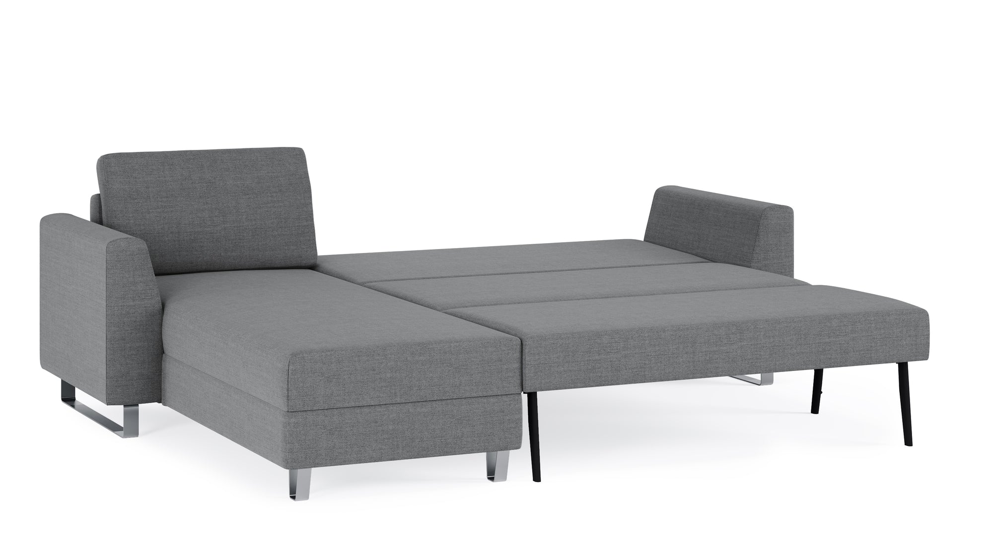 Schlafsofa von Bruno – 140 cm, in Dunkelgrau, Metallfüße