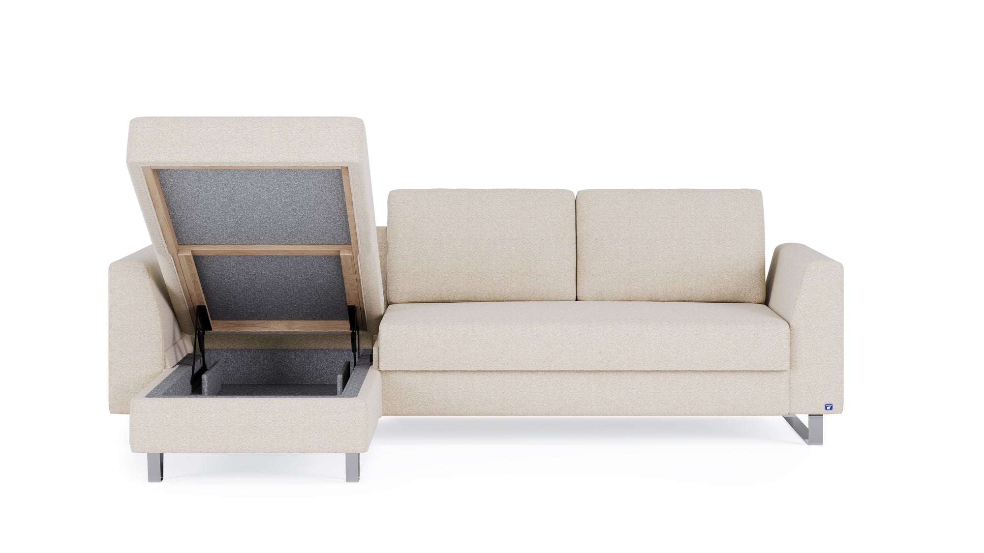 Schlafsofa von Bruno – 140 cm, in Glory Soft Beige, Metallfüße