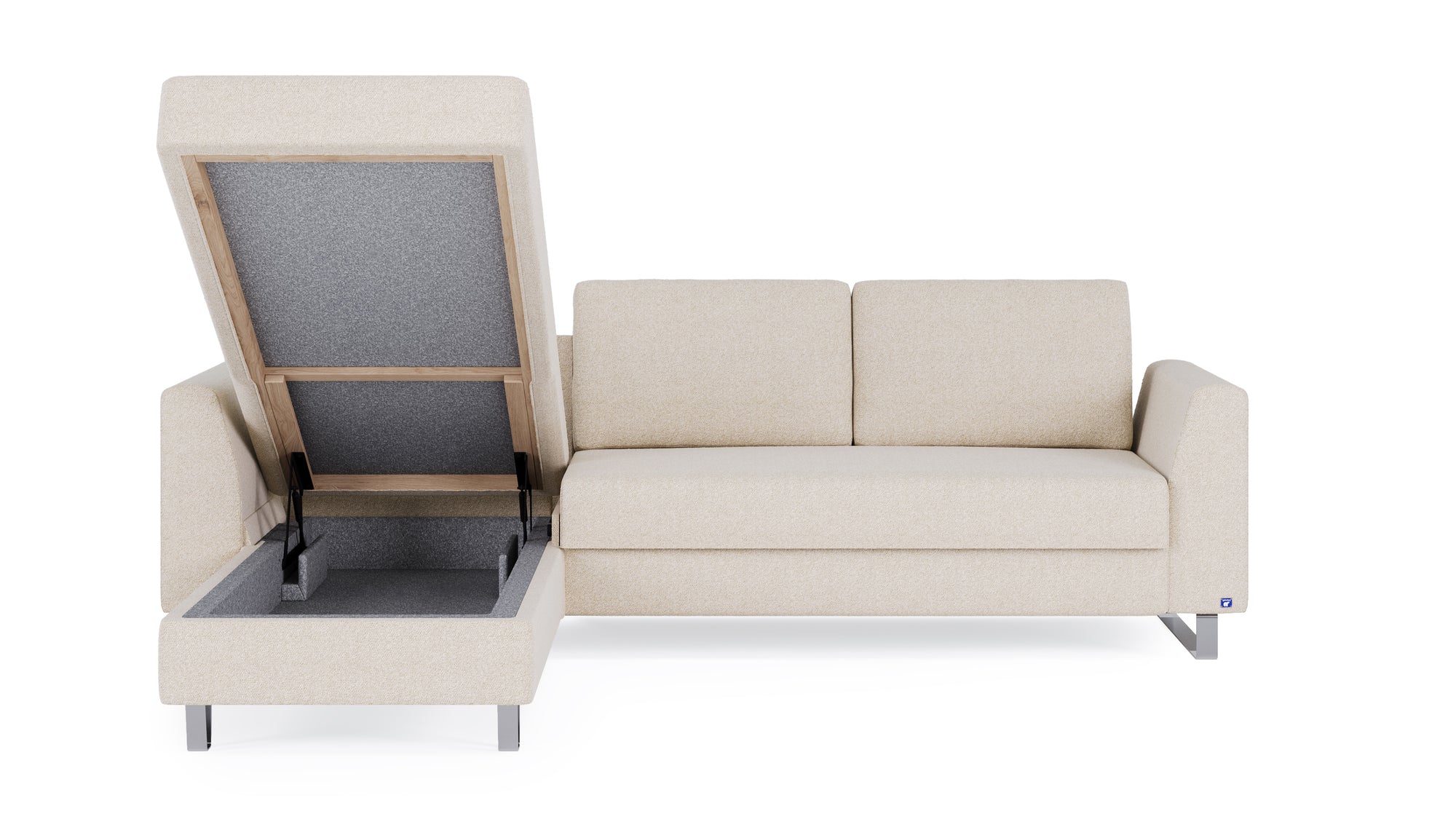 Schlafsofa von Bruno – 140 cm, in Glory Soft Beige, Metallfüße