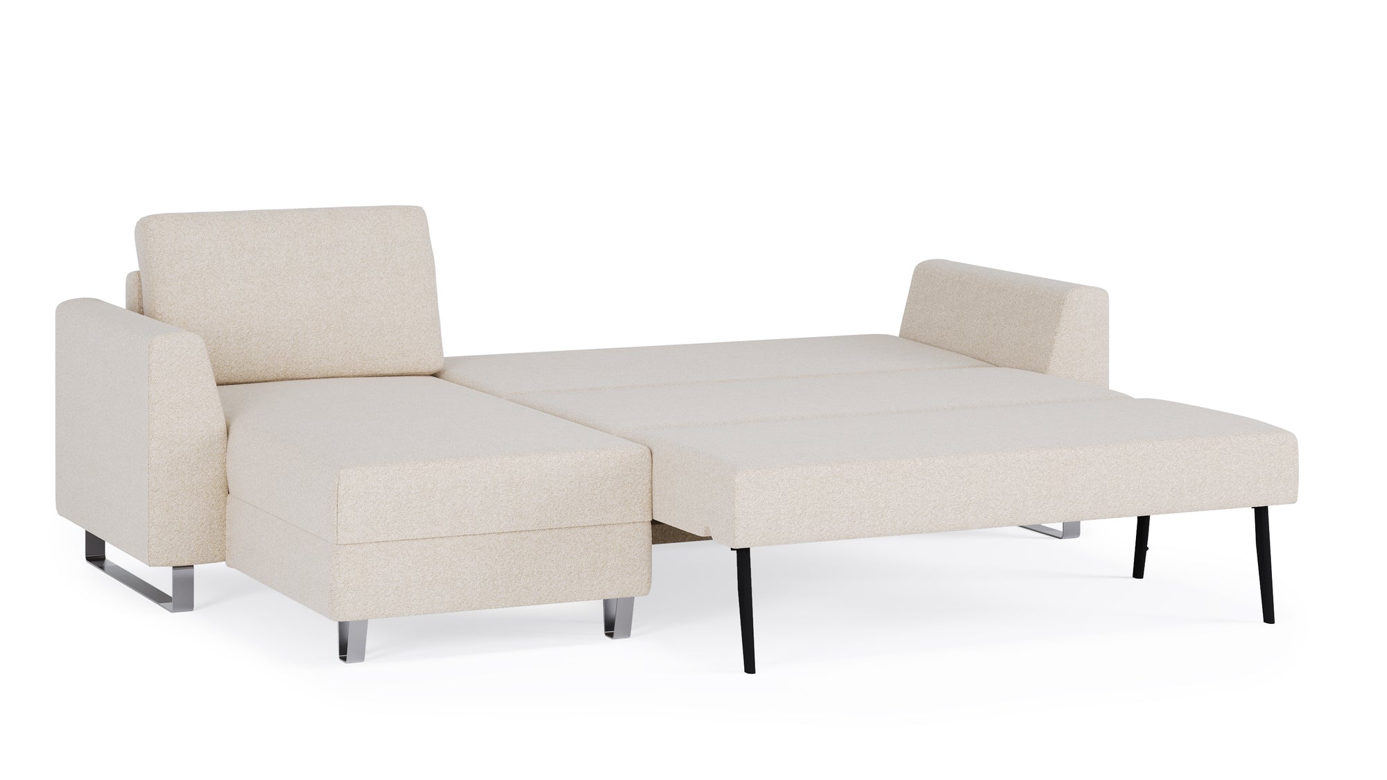 Schlafsofa von Bruno – 140 cm, in Glory Soft Beige, Metallfüße