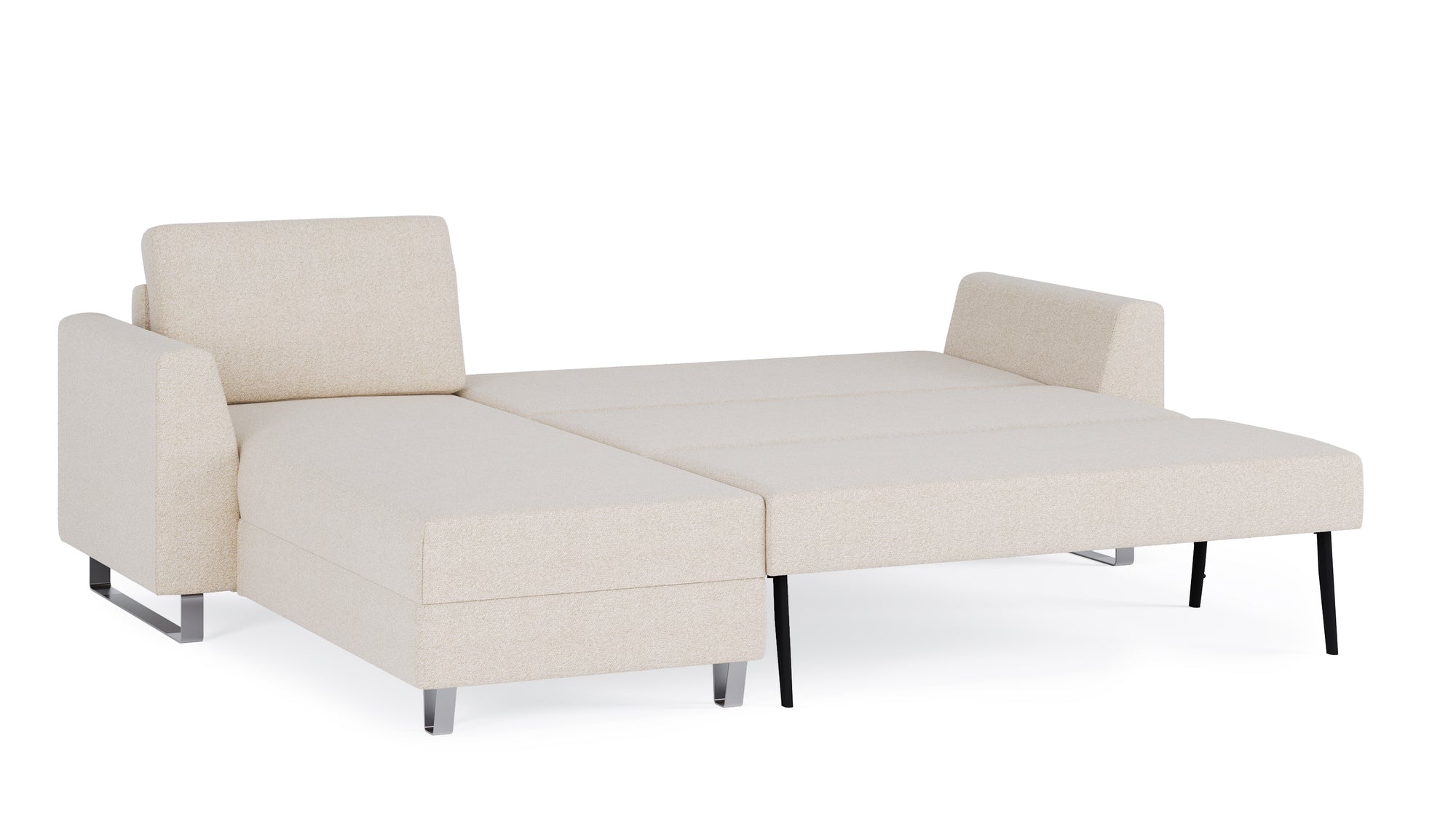 Schlafsofa von Bruno – 140 cm, in Glory Soft Beige, Metallfüße