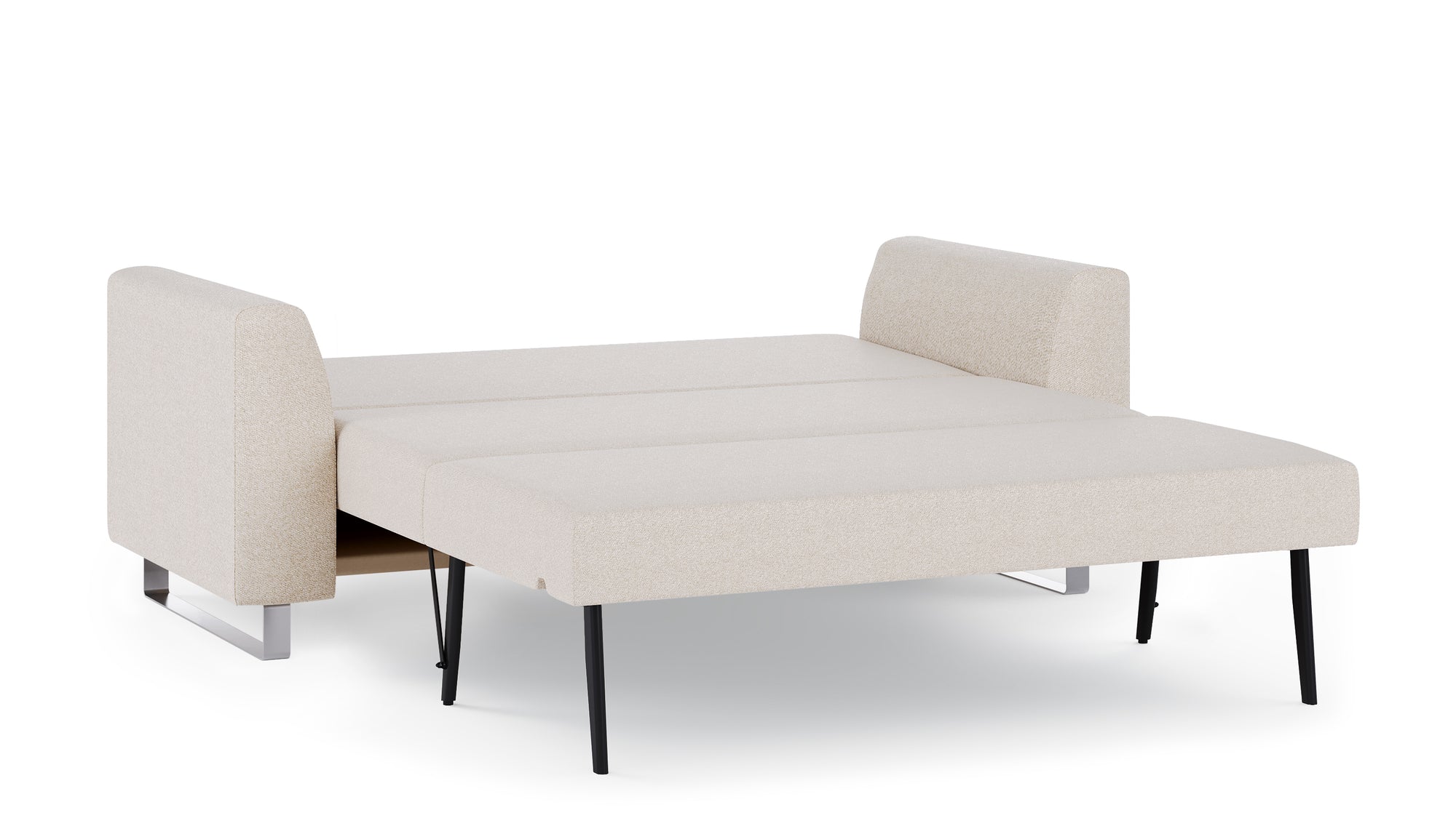 Schlafsofa von Bruno – 140 cm, in Glory Soft Beige, Metallfüße