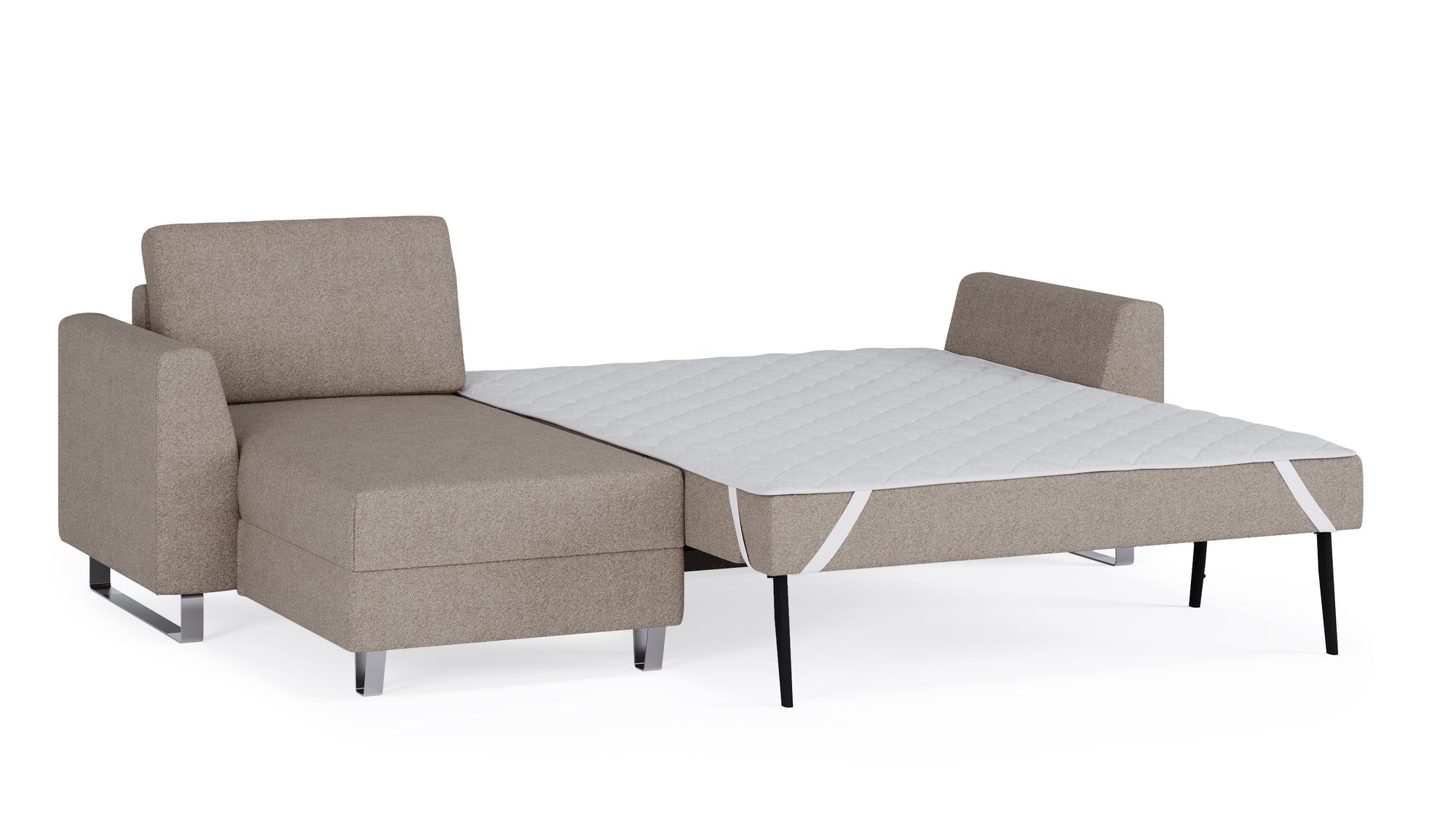 Schlafsofa von Bruno – 140 cm, in Glory Taupe, Metallfüße