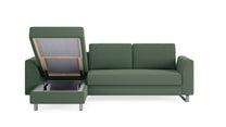 Schlafsofa von Bruno – 140 cm, in Grün, Metallfüße