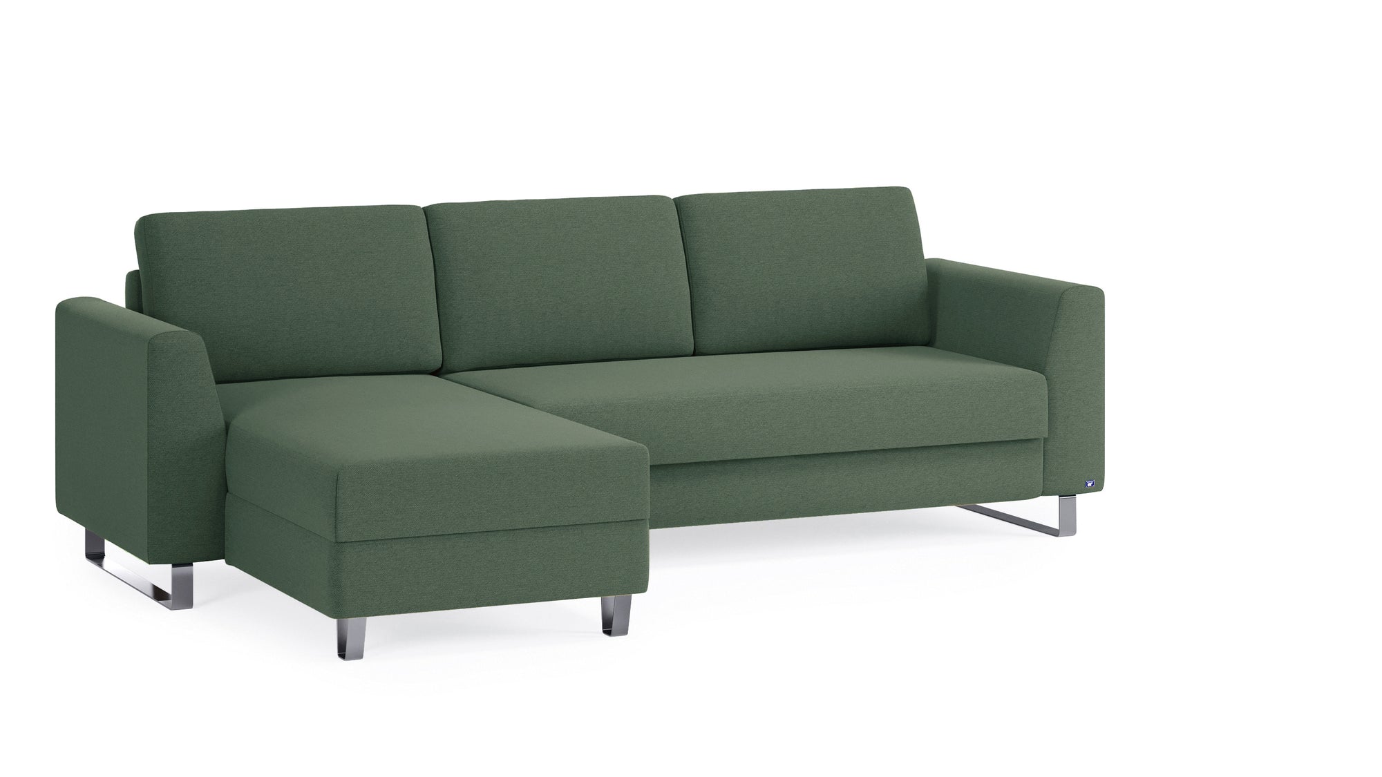 Schlafsofa von Bruno – 140 cm, in Grün, Metallfüße