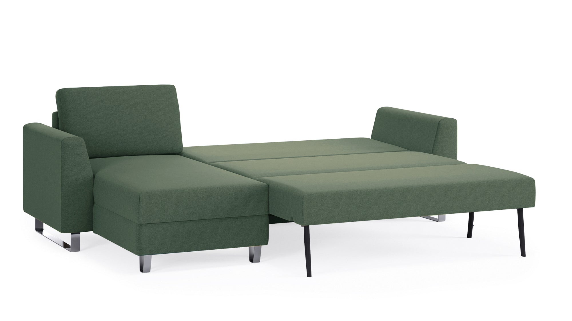 Schlafsofa von Bruno – 140 cm, in Grün, Metallfüße