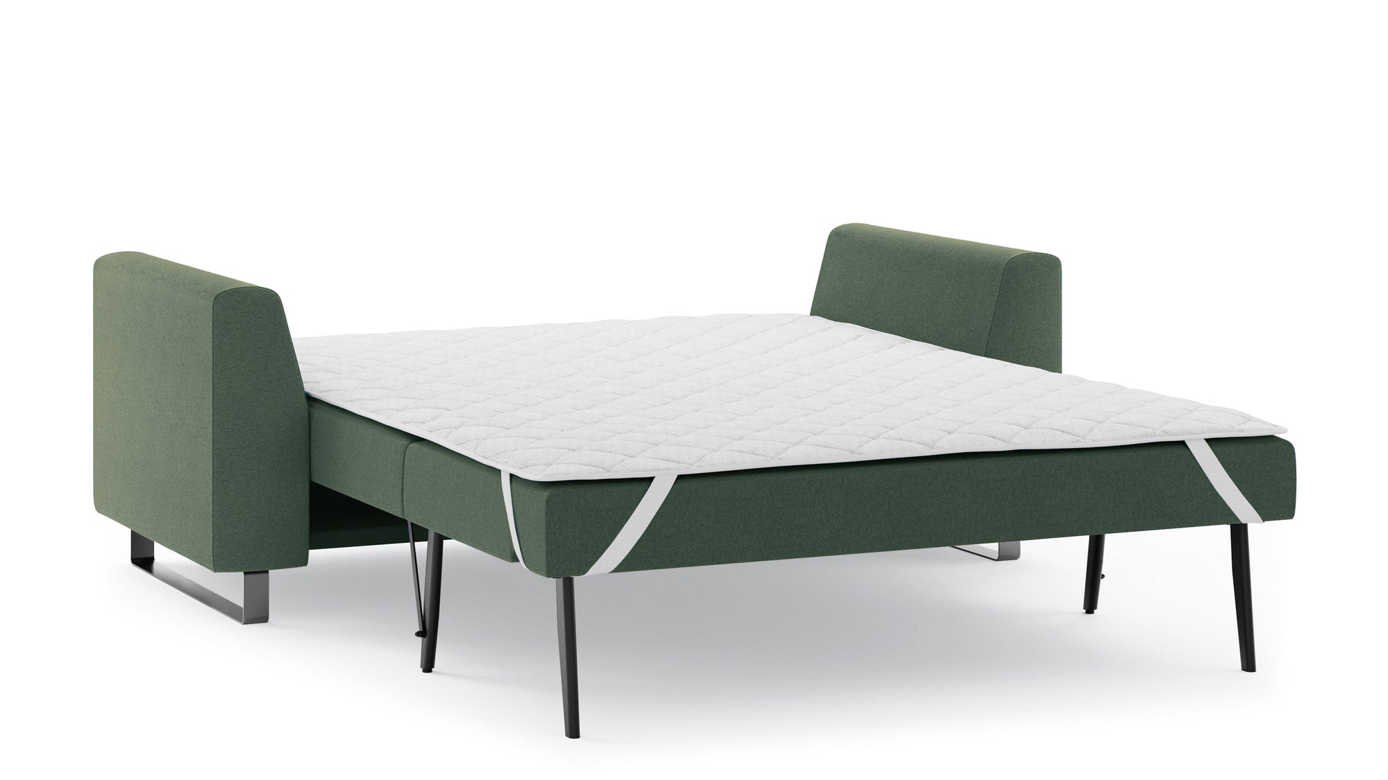 Schlafsofa von Bruno – 140 cm, in Grün, Metallfüße