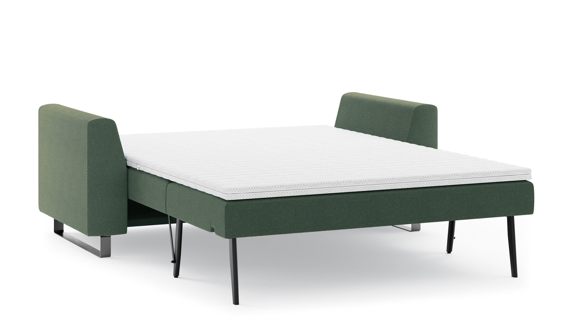 Schlafsofa von Bruno – 140 cm, in Grün, Metallfüße