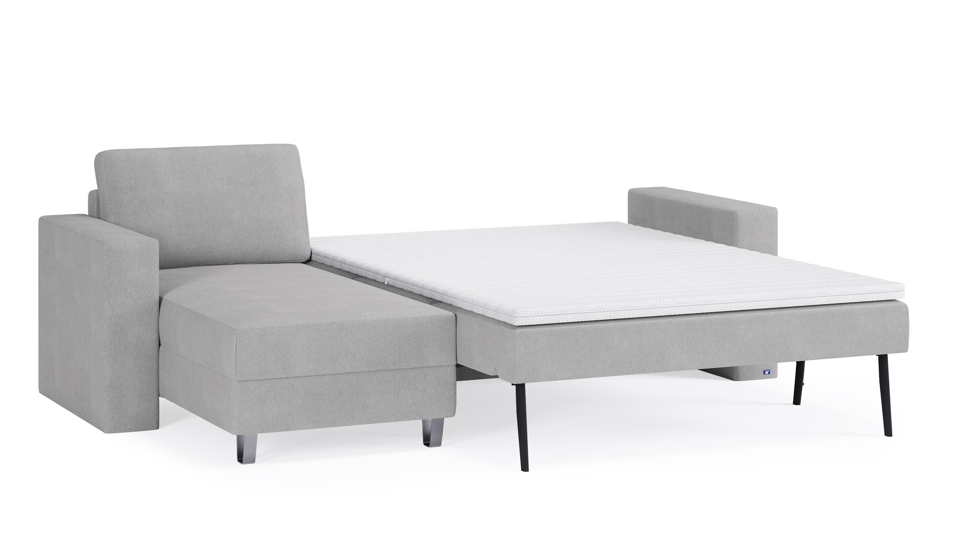 Schlafsofa von Bruno – 140 cm, in Hellgrau