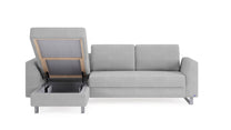 Schlafsofa von Bruno – 140 cm, in Hellgrau, Metallfüße