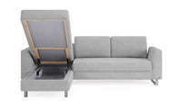 Schlafsofa von Bruno – 140 cm, in Hellgrau, Metallfüße