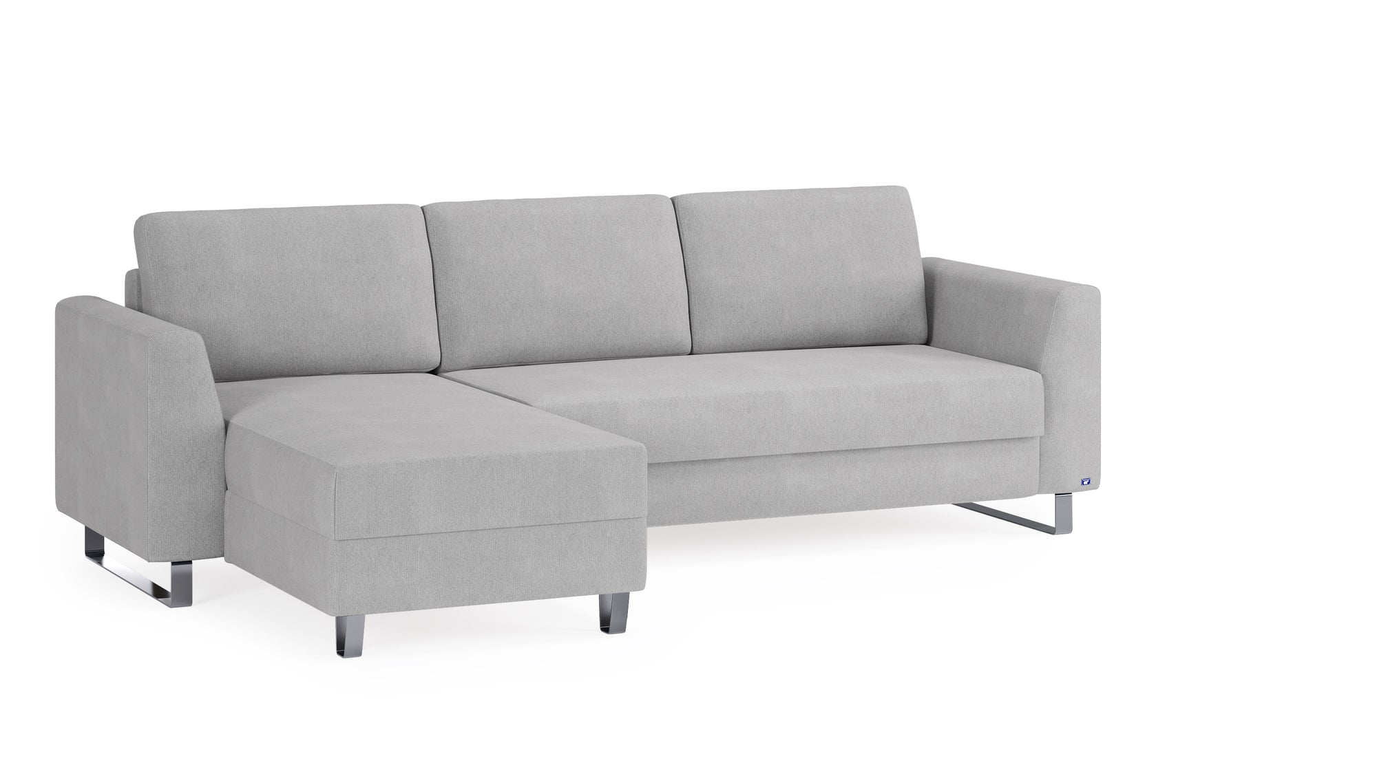 Schlafsofa von Bruno – 140 cm, in Hellgrau, Metallfüße