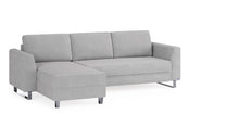 Schlafsofa von Bruno – 140 cm, in Hellgrau, Metallfüße