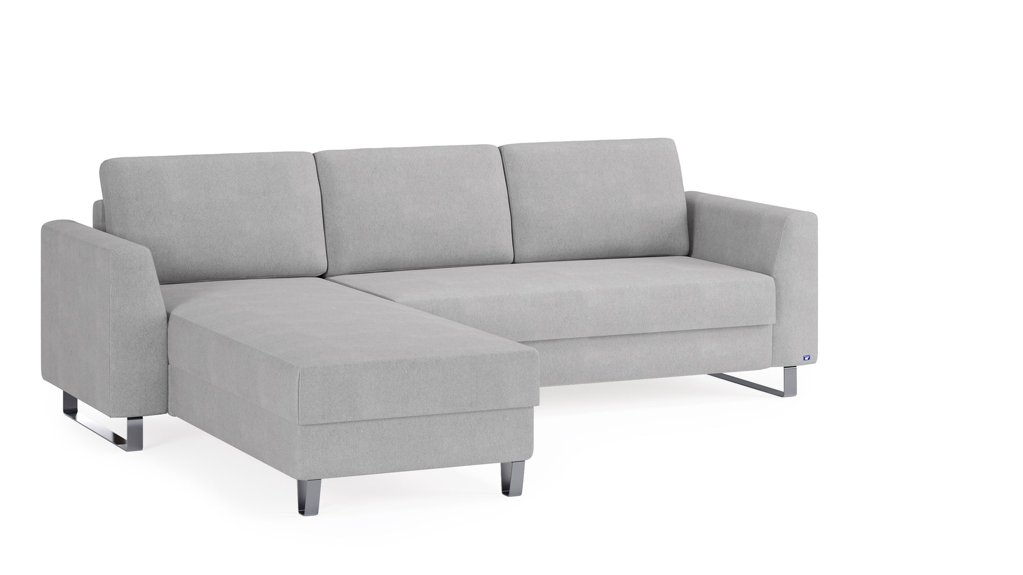 Schlafsofa von Bruno – 140 cm, in Hellgrau, Metallfüße