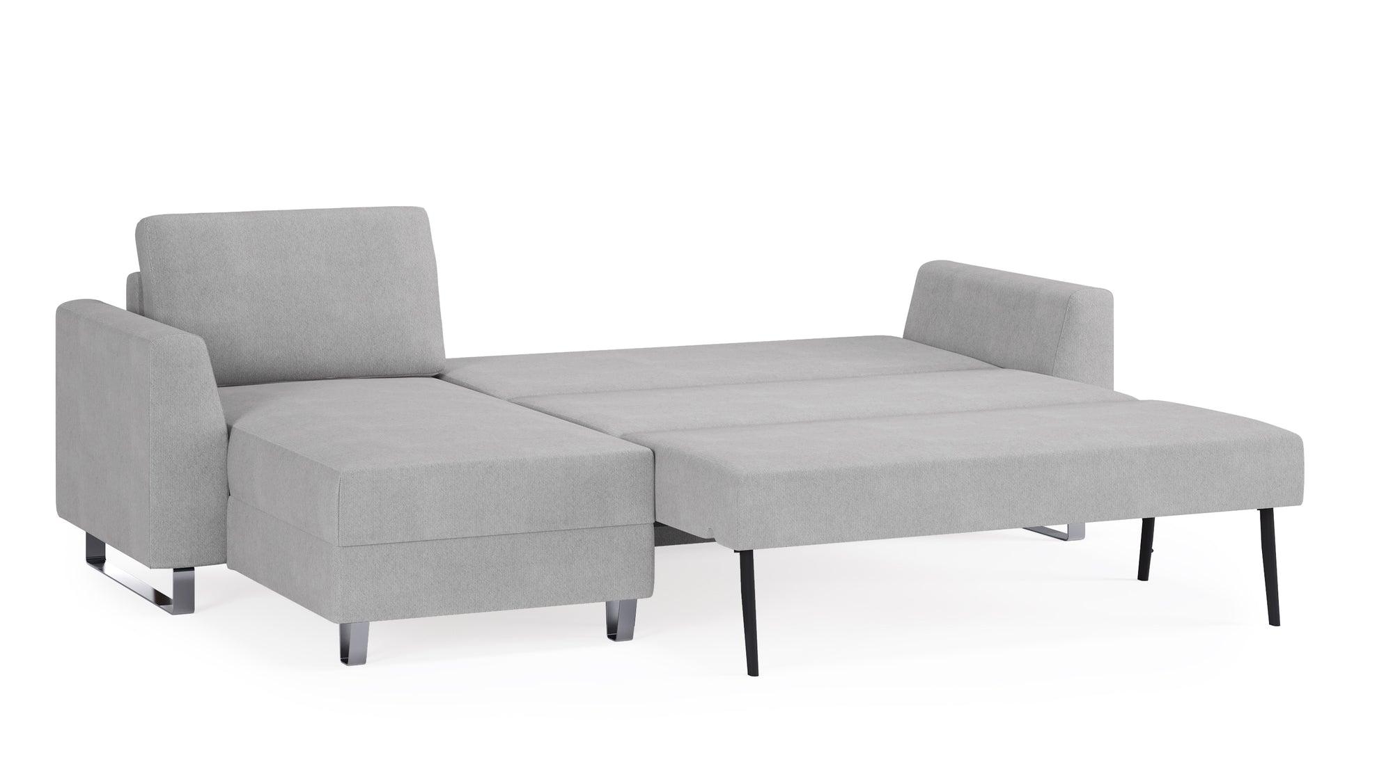 Schlafsofa von Bruno – 140 cm, in Hellgrau, Metallfüße