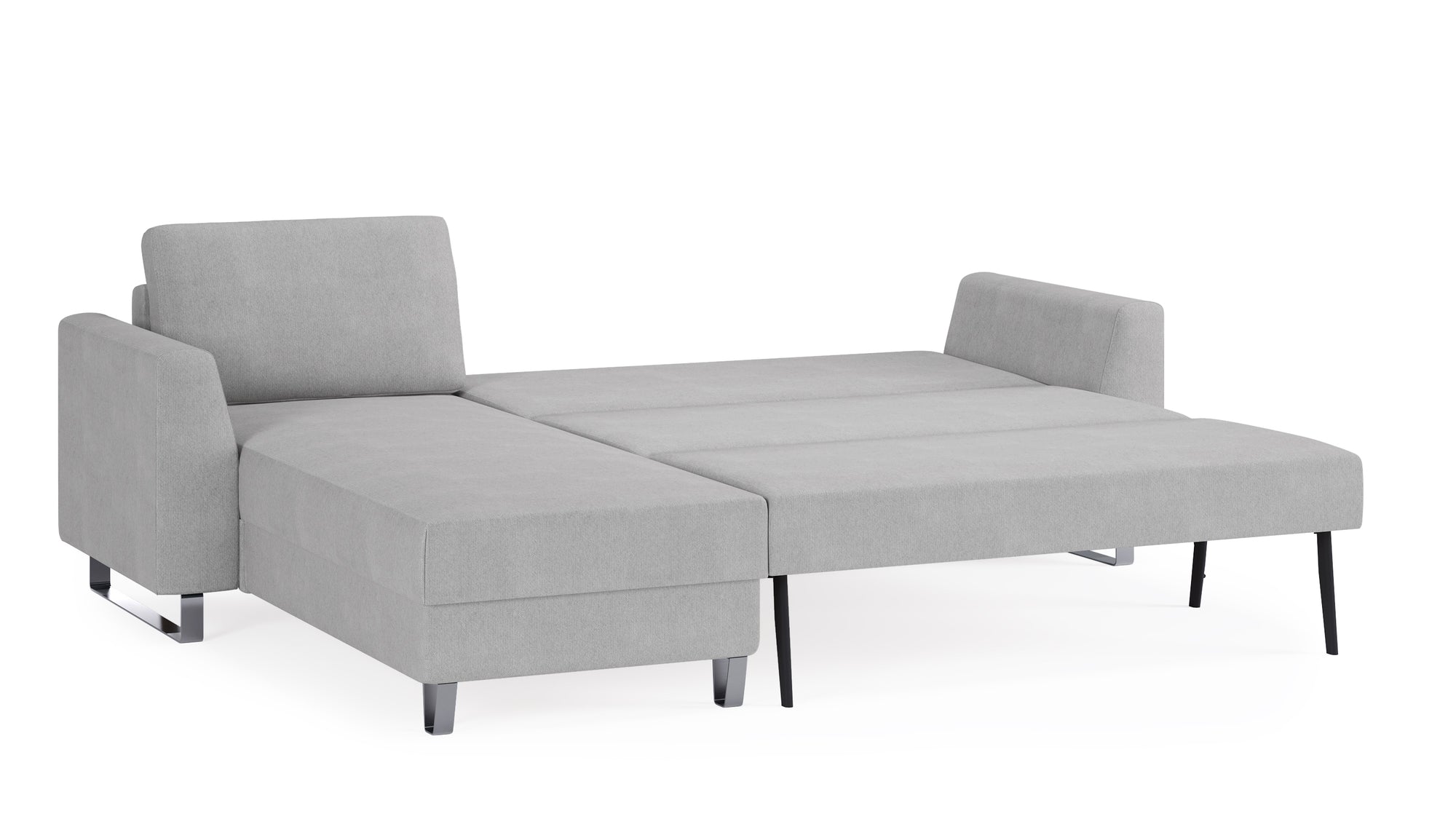 Schlafsofa von Bruno – 140 cm, in Hellgrau, Metallfüße