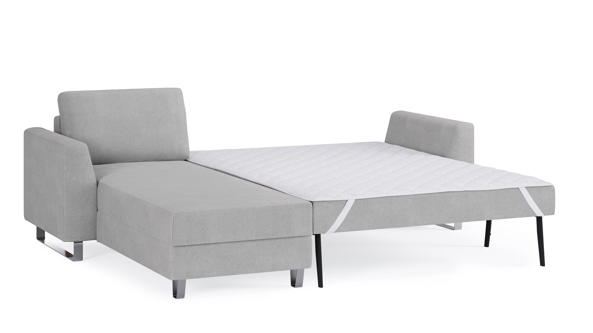 Schlafsofa von Bruno – 140 cm, in Hellgrau, Metallfüße