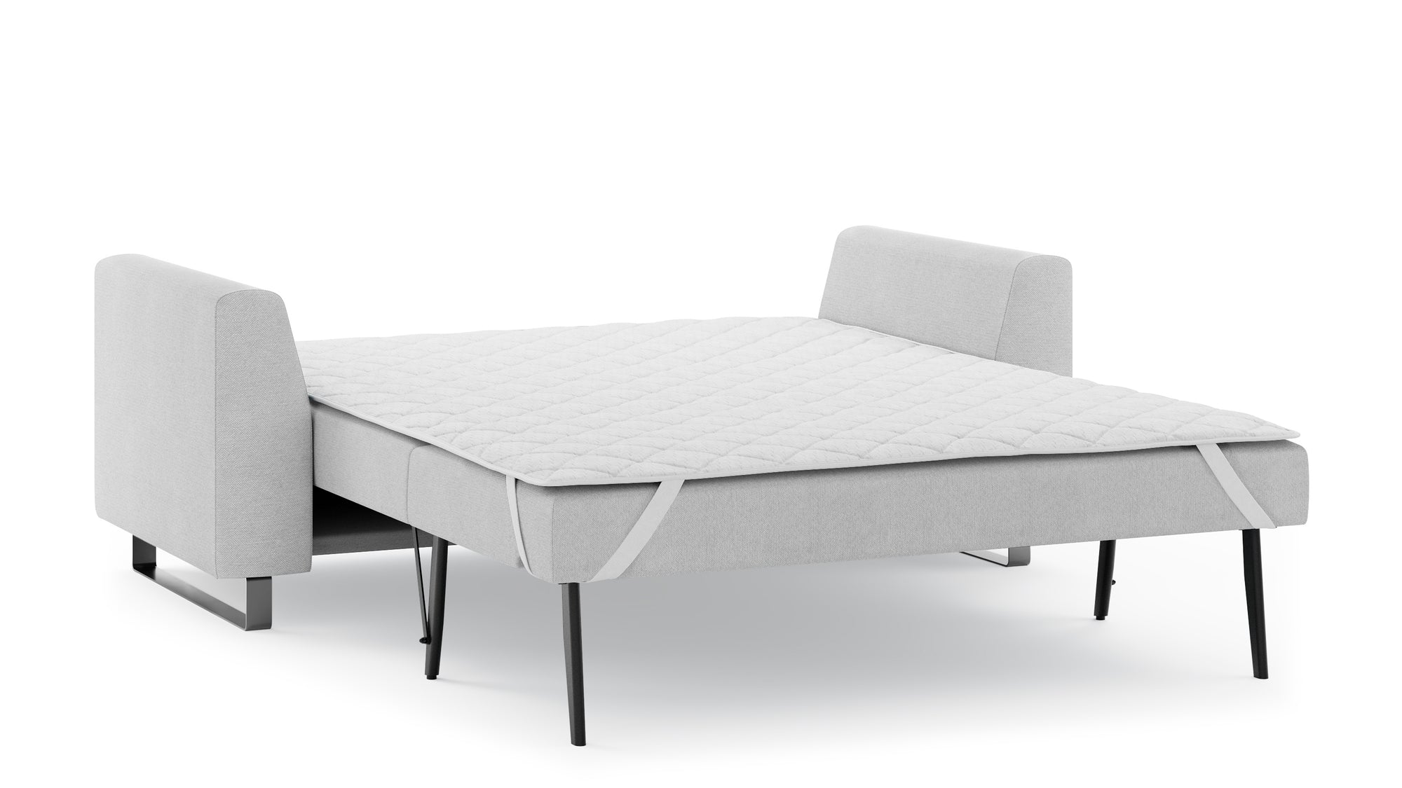 Schlafsofa von Bruno – 140 cm, in Hellgrau, Metallfüße