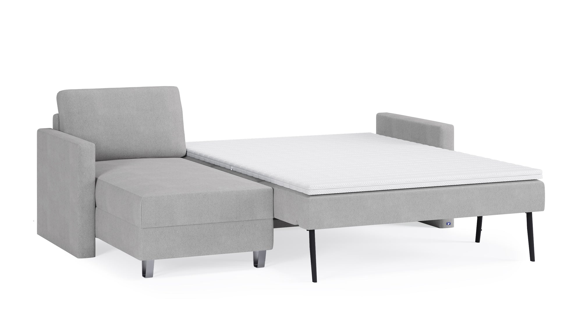 Schlafsofa von Bruno – 140 cm, in Hellgrau