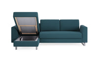 Schlafsofa von Bruno – 140 cm, in Türkis, Metallfüße