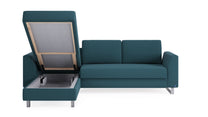 Schlafsofa von Bruno – 140 cm, in Türkis, Metallfüße