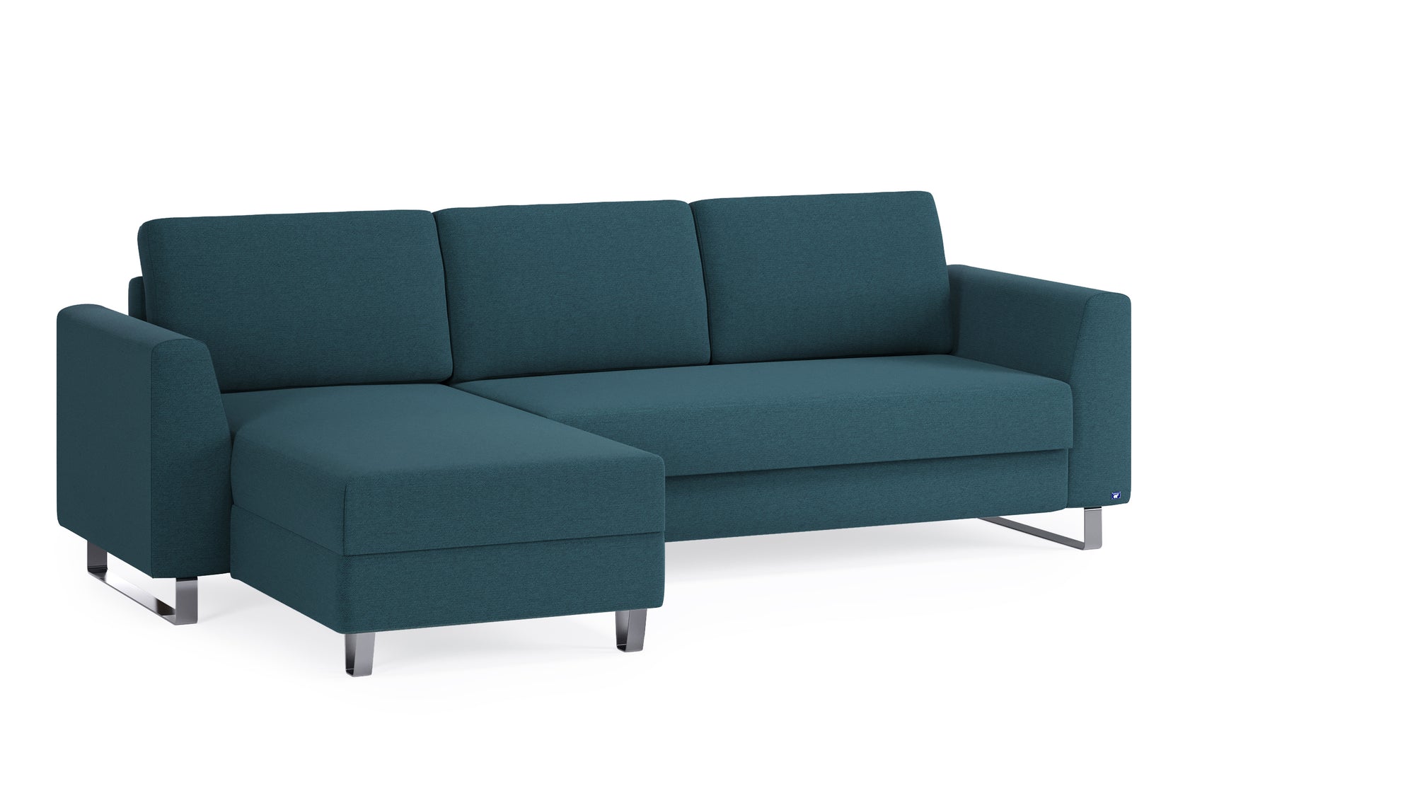 Schlafsofa von Bruno – 140 cm, in Türkis, Metallfüße