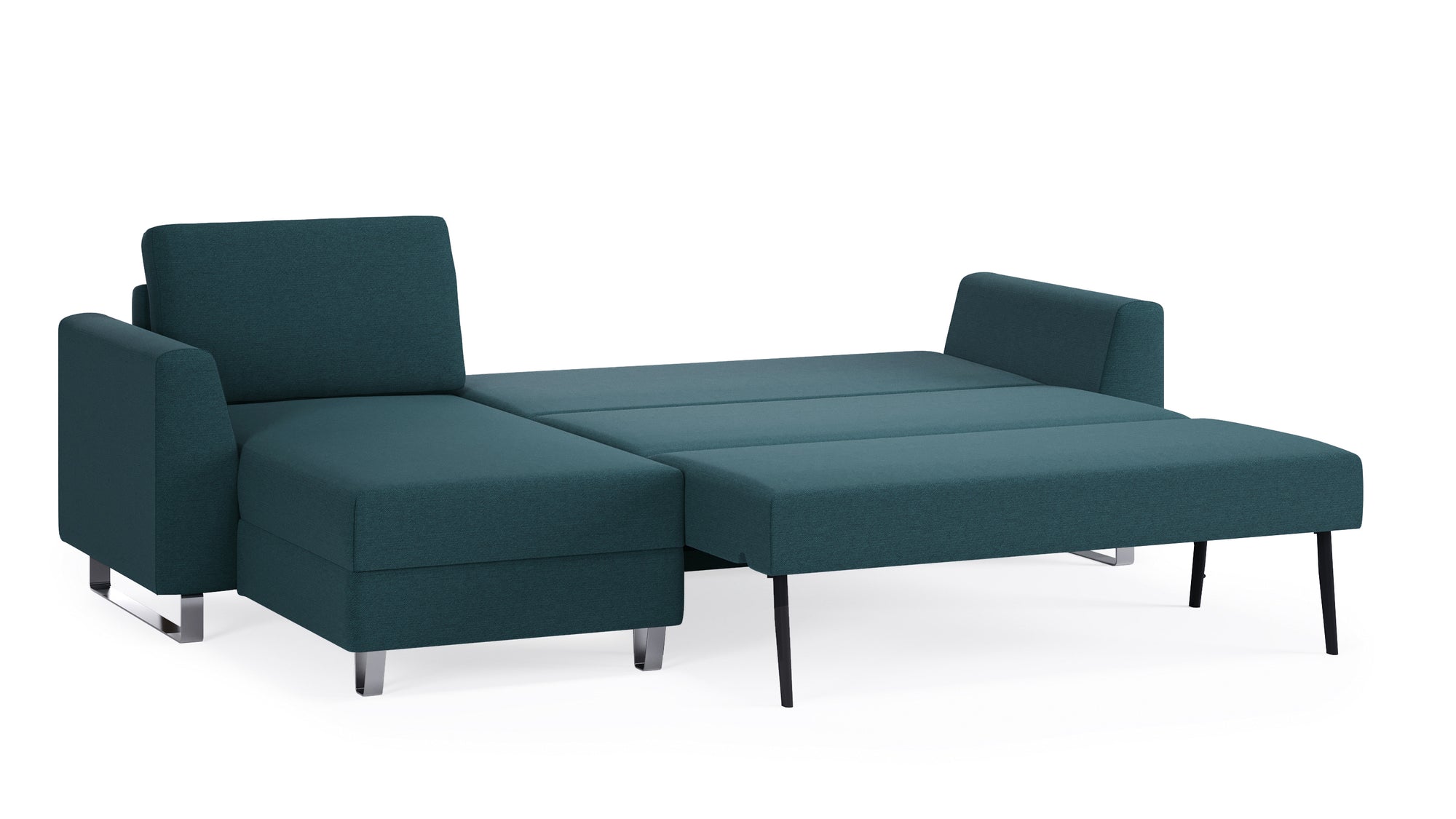 Schlafsofa von Bruno – 140 cm, in Türkis, Metallfüße