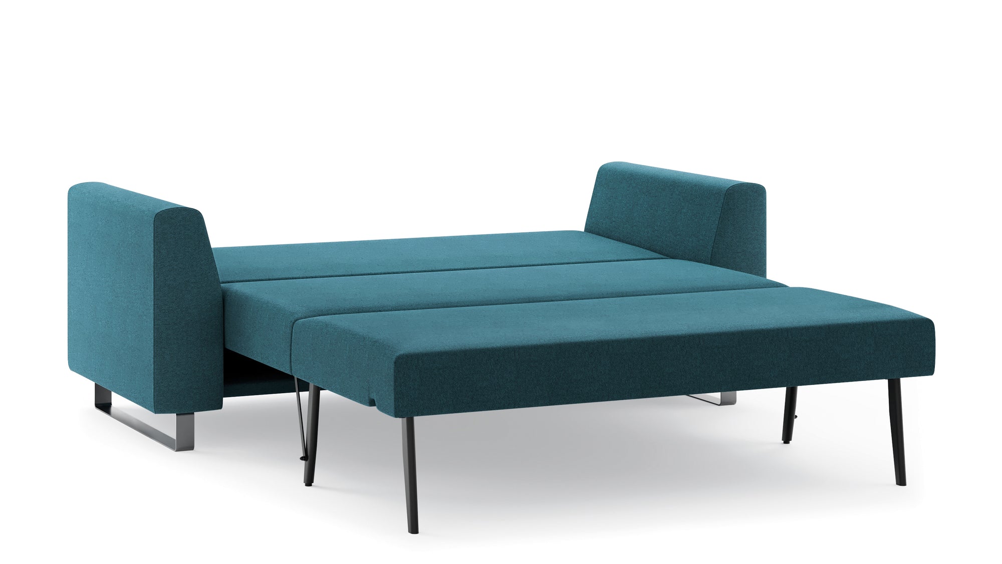 Schlafsofa von Bruno – 140 cm, in Türkis, Metallfüße