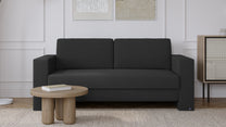 Schlafsofa von Bruno – 140 cm, in Anthrazit, Kubus-Armlehnen