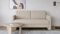Schlafsofa von Bruno – 140 cm, in Beige, schmale Armlehnen