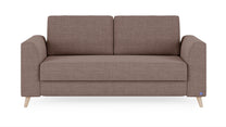 Schlafsofa von Bruno – 140 cm, in Braun, Klassik-Armlehnen, Holzfüße