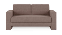 Schlafsofa von Bruno – 140 cm, in Braun, Kubus-Armlehnen