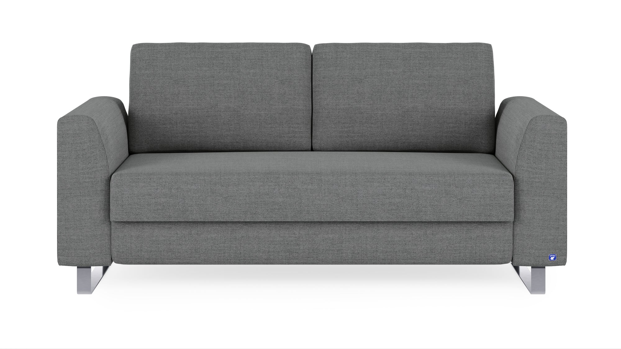 Schlafsofa von Bruno – 140 cm, in Dunkelgrau, Klassik-Armlehnen, Metallfüße